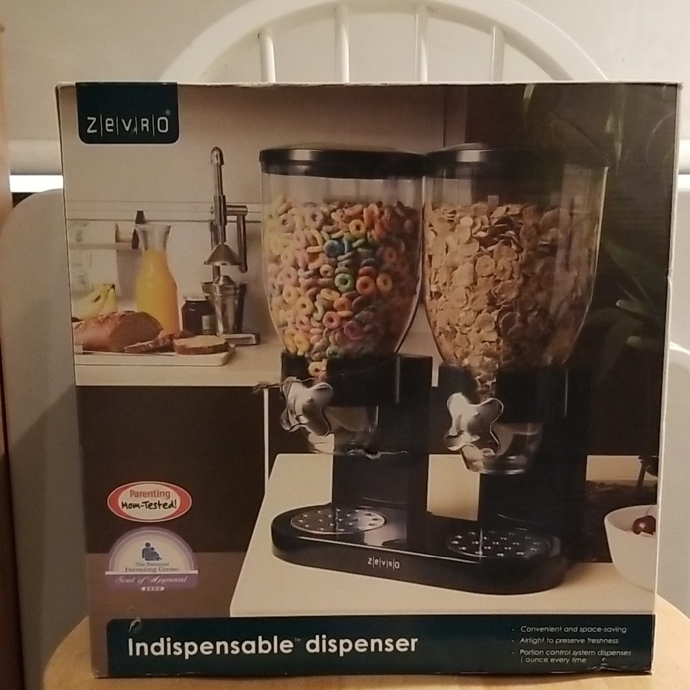 Zevro Dry Food Dispenser 2 Airtight Containers For Cereal, Candy, Pet Food